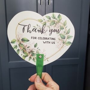 Heart Shaped Shower or Wedding Fans New 22 Pieces Neutral Colors Foliage Leaves